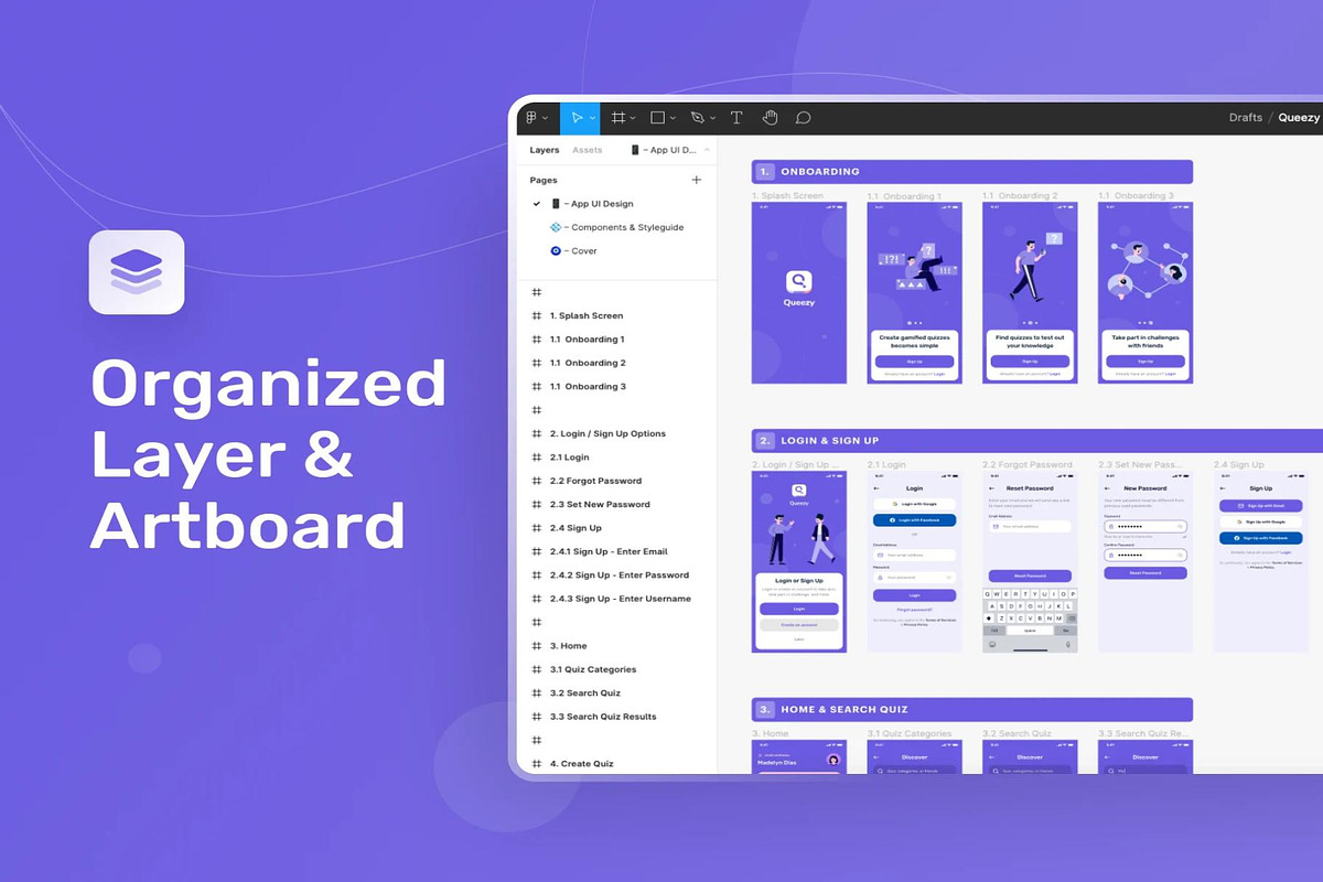 Queezy - Quiz App UI Kit, an UI Kit Template by Creative Perspective (Photo 3 of 8)