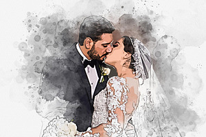 Wedding Digital Watercolor Painting