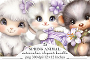 Whimsical Spring Animal Clipart, an Illustration by Designking (Thumbnail 1 of 5)