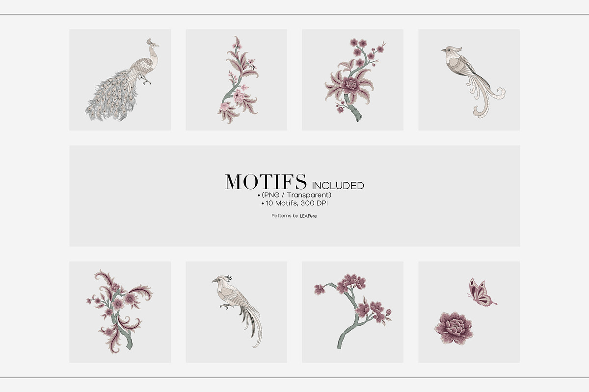 Botanical Chinoiserie Patterns, a Pattern Graphic by LEAFure (Photo 10 of 13)
