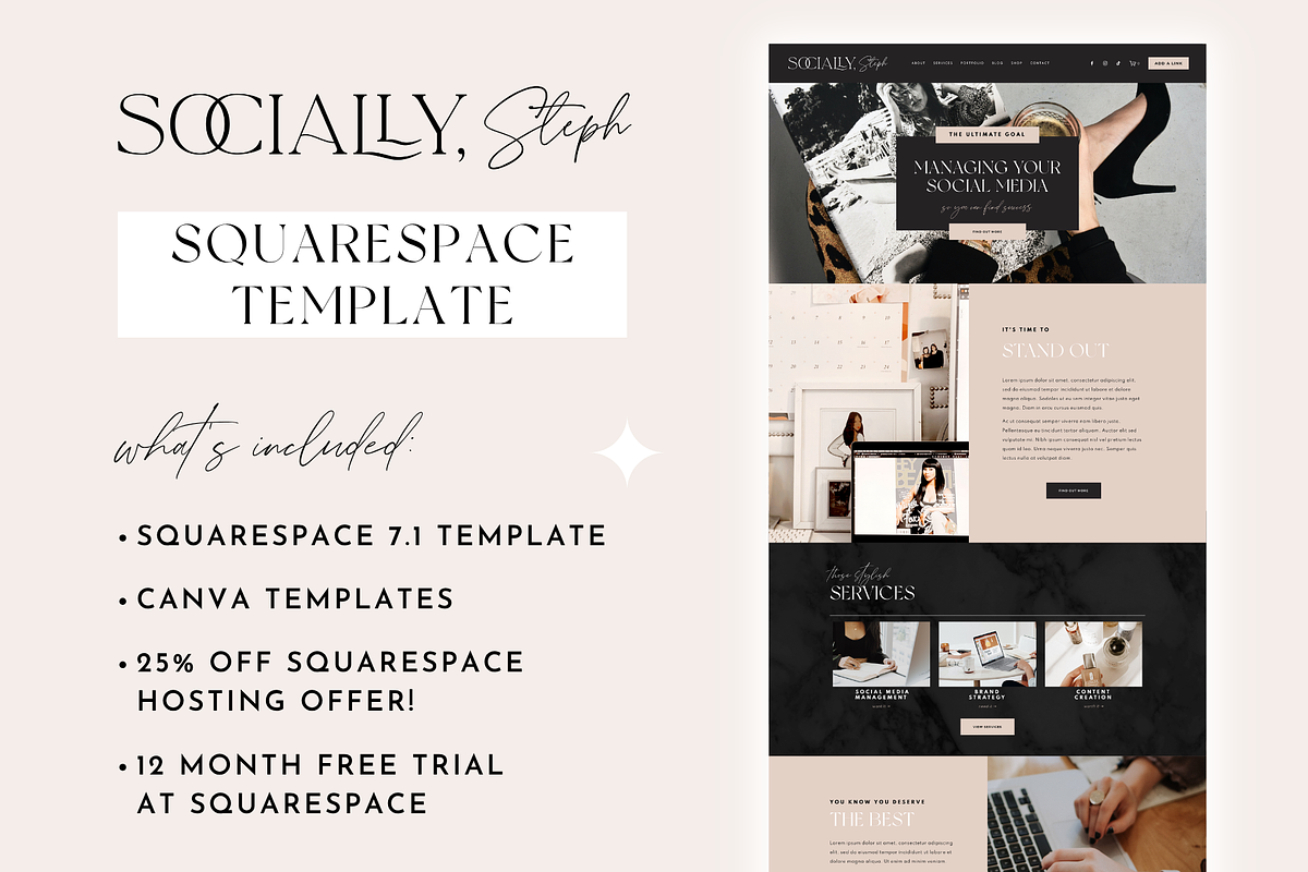 Squarespace Template Socially Steph, a Squarespace Template by Design Pixie (Photo 2 of 8)