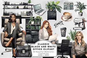 Black & White Office Clipart