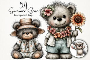 Cute Summer Bear PNG Clipart, an Animal Illustration by RobertsArt
