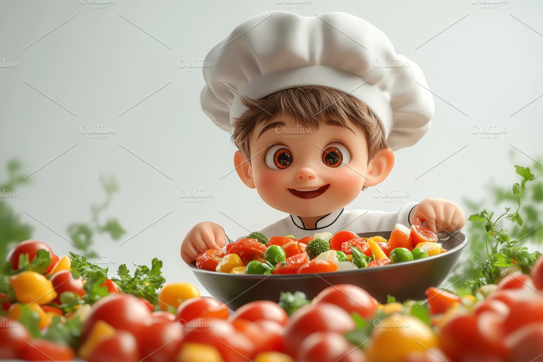 Young chef joyfully prepares a color, a Photo by Tanuart