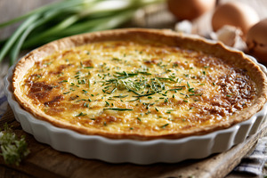 Freshly baked quiche with herbs, a Food & Drink Photo by MistyDay