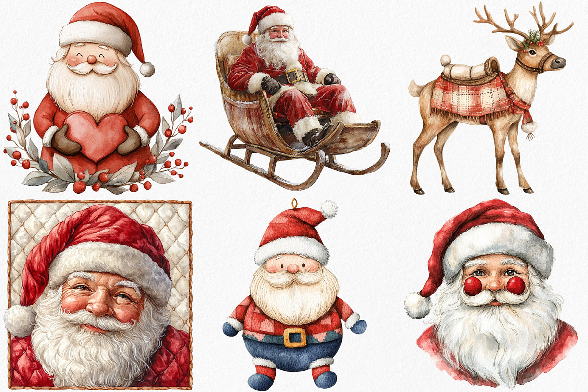 Patchwork Christmas Cute Santa, an Illustration by Canvas Craft (Photo 4 of 8)