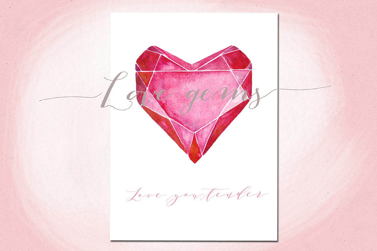 Hearts gems. Valentine clipart, an Illustration by LABFcreations (Photo 6 of 9)