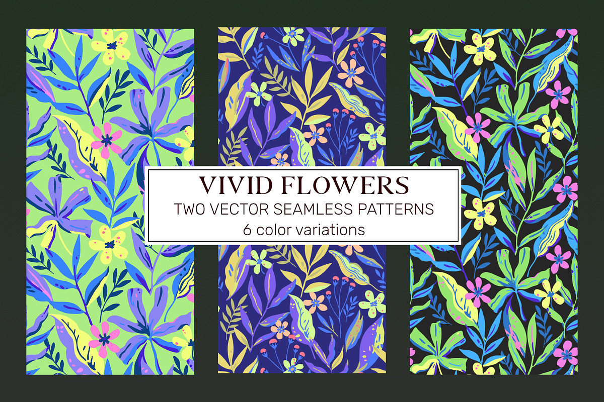 Vivid floral seamless patterns, a Pattern Graphic by Robusta | Creative ...