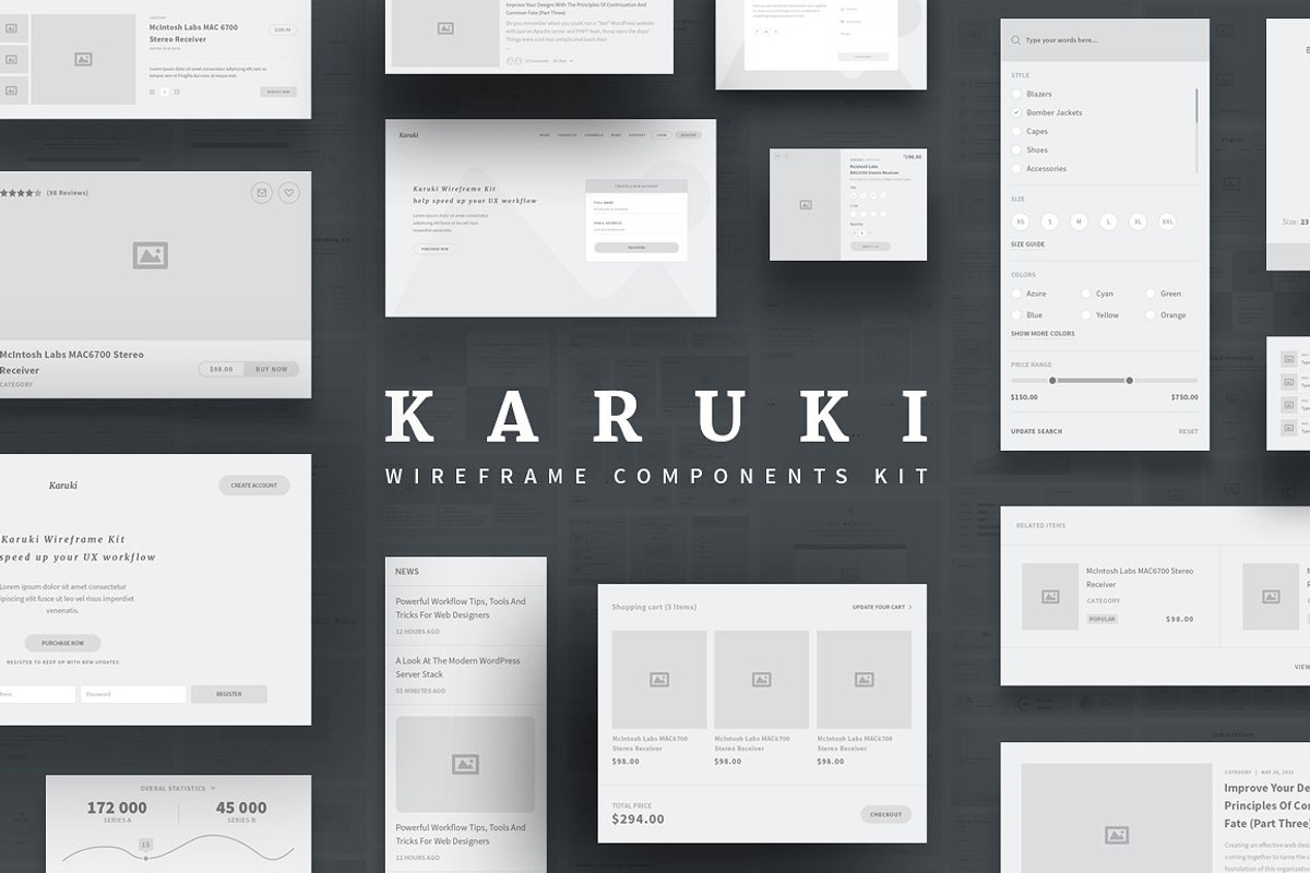 Karuki Wireframe Kit, a Wireframe Template by MahamedElgendy (Photo 1 of 4)