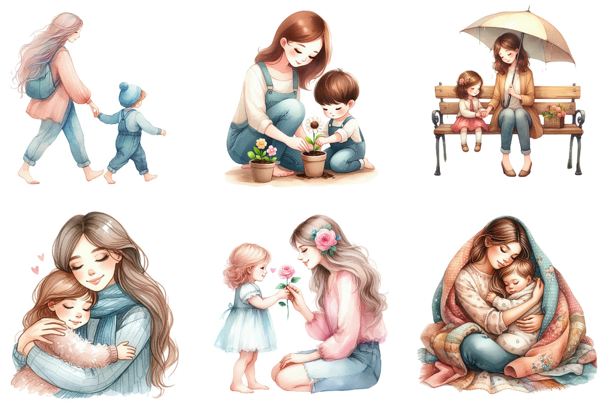 .Mommy and Child Clipart, an Illustration by DreamArtGraphic (Photo 2 of 4)