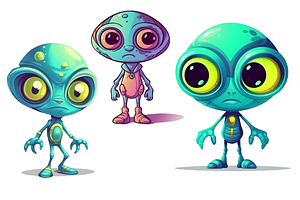 Cute Alien Clipart Bundle