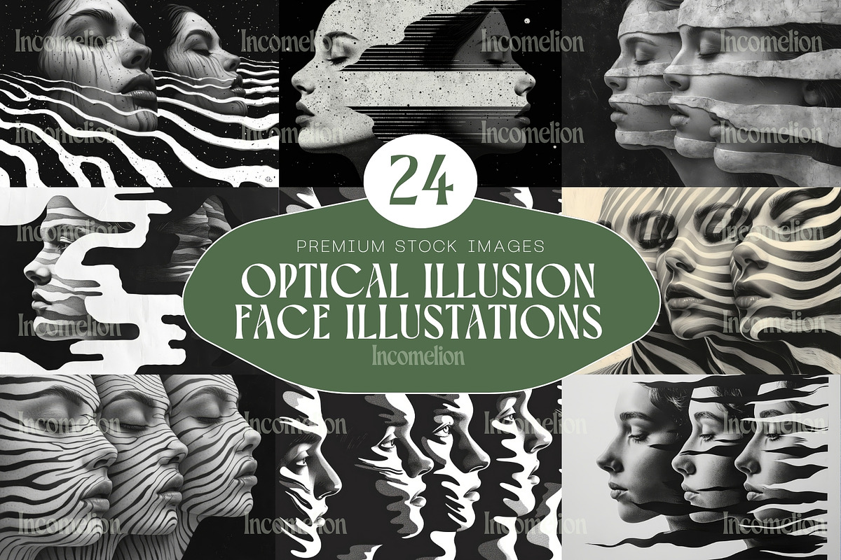 25 Optical Illusion Faces Artwork, a Person Illustration by Incomelion (Photo 1 of 9)