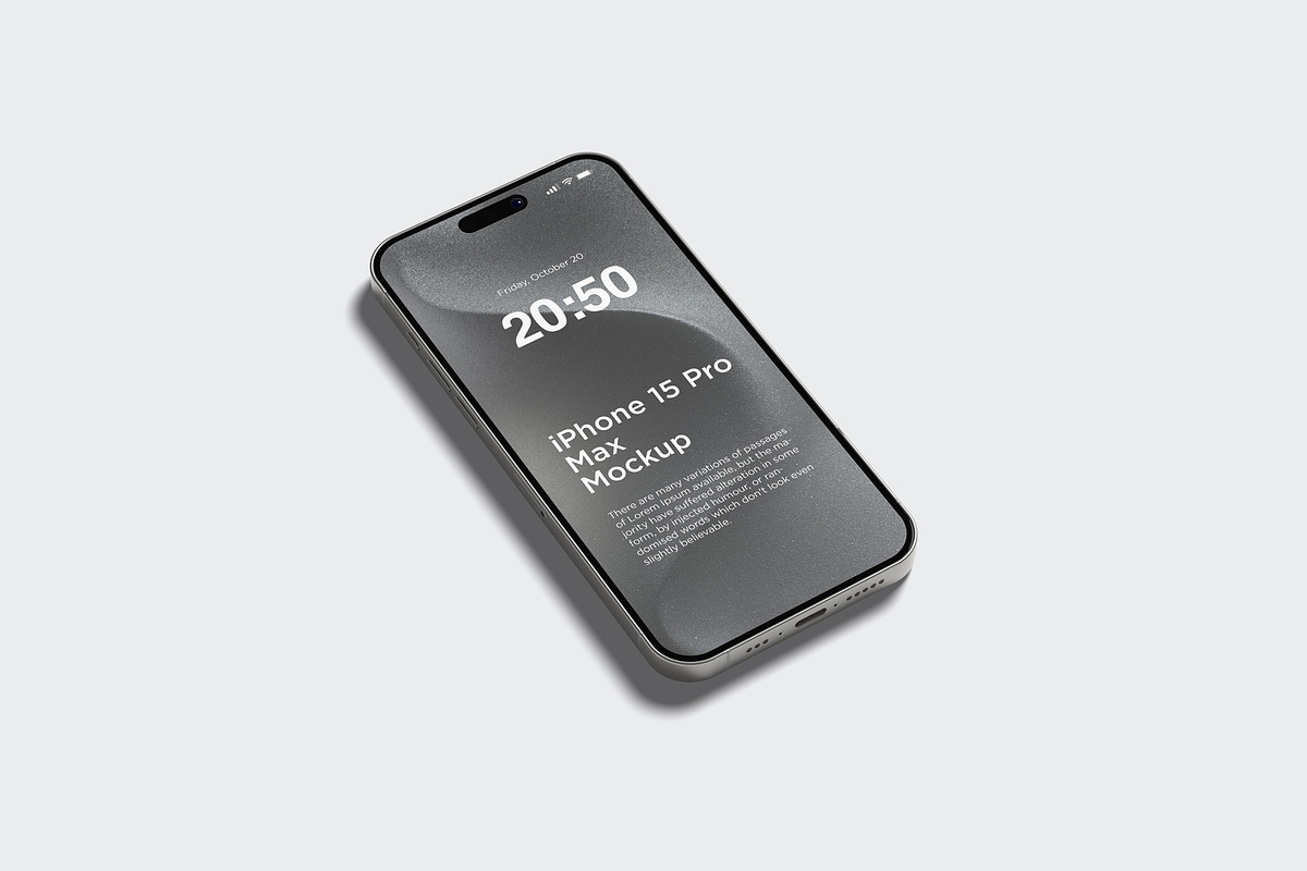 Iphone 15 Pro Max Mockup, an iPhone Mockup by graphiccrew (Photo 2 of 14)