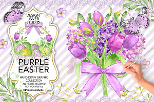 Watercolor Purple Easter Design