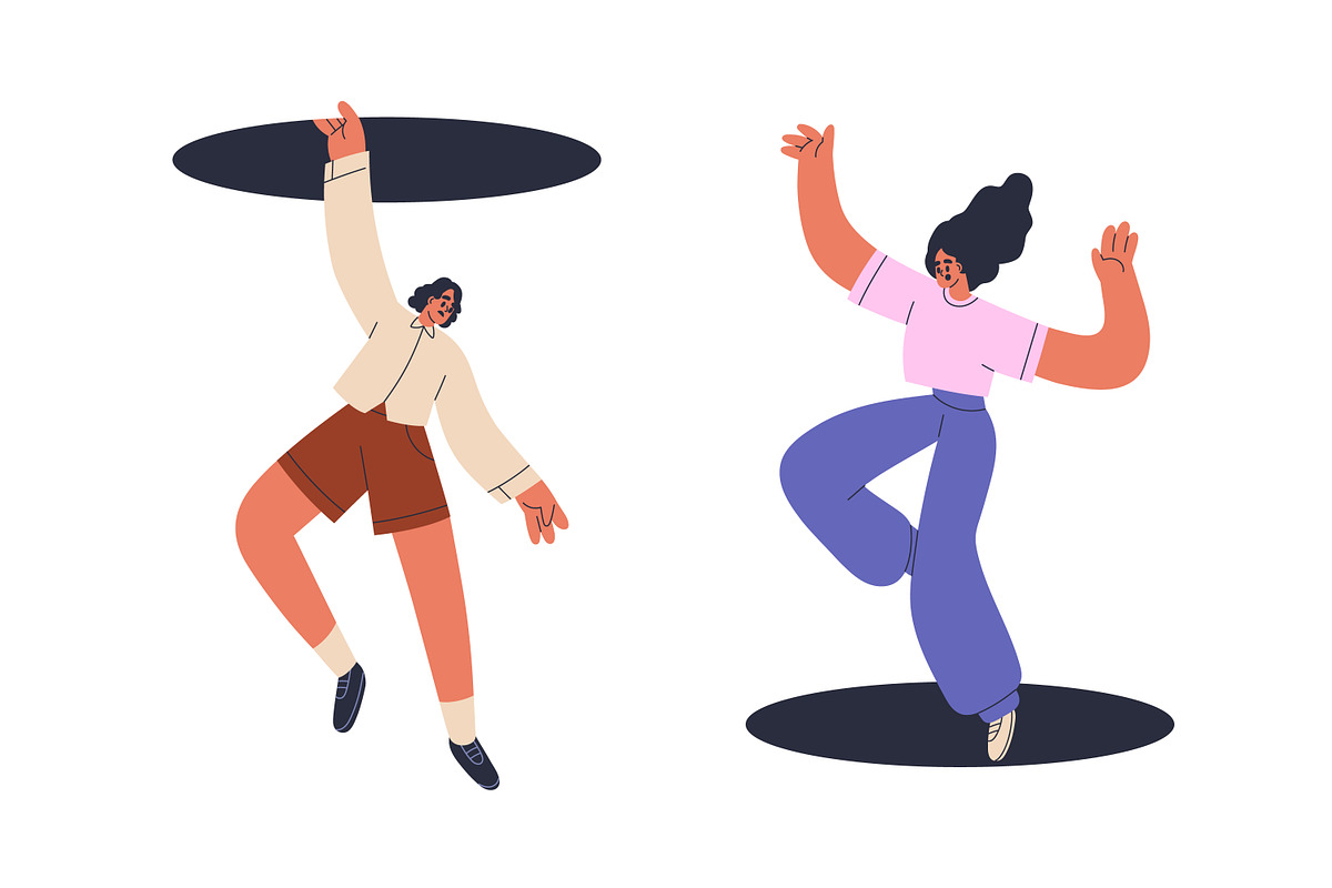 People jumping out of holes set, a Person Illustration by Good Studio (Photo 5 of 9)