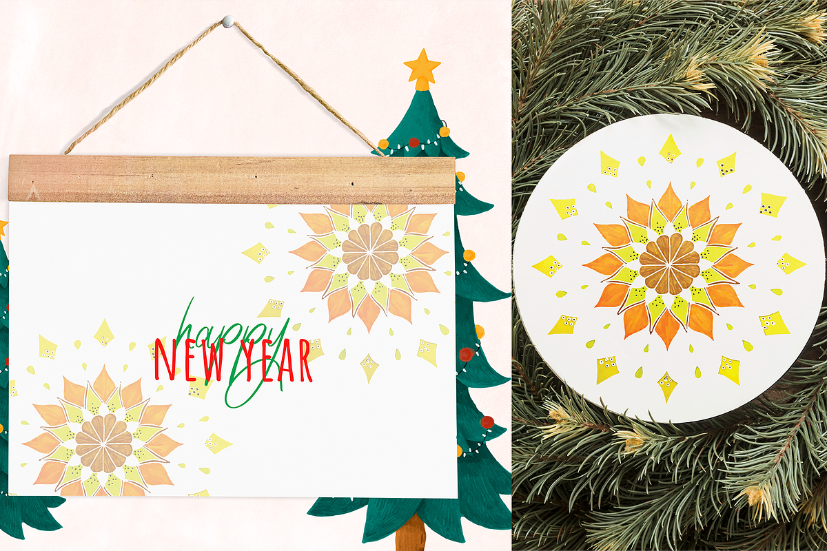 Snowing Mandala Illustrations, an Illustration by maaariabouvier (Photo 9 of 16)