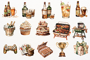 Man's Birthday Watercolor Clipart, a Decorative Illustration by Maysa Art (Thumbnail 4 of 6)