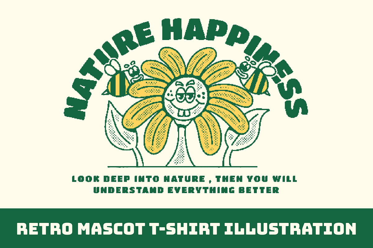 Retro Sunflower Smiling Mascot, an Illustration by aditvest (Photo 1 of 2)