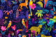 20 Seamless Neon Jungle Patterns, a Pattern Graphic by Nordic Design (Thumbnail 5 of 9)