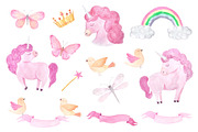 Watercolor Unicorn Design Set, a Decorative Illustration by LarysaZabrotskaya (Thumbnail 3 of 10)