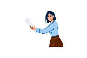 Businesswoman holding documents, a Person Illustration by pikepicture