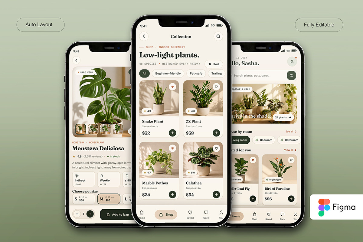 Folia – Indoor Plant Shop App, an UI Kit Template by Pitchlook.Studio (Photo 2 of 4)