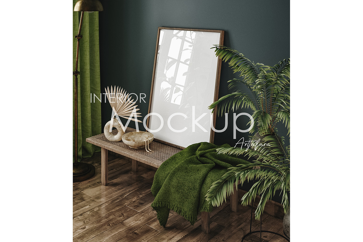 Frame mockup in home interior, a Presentation Template by Artjafara