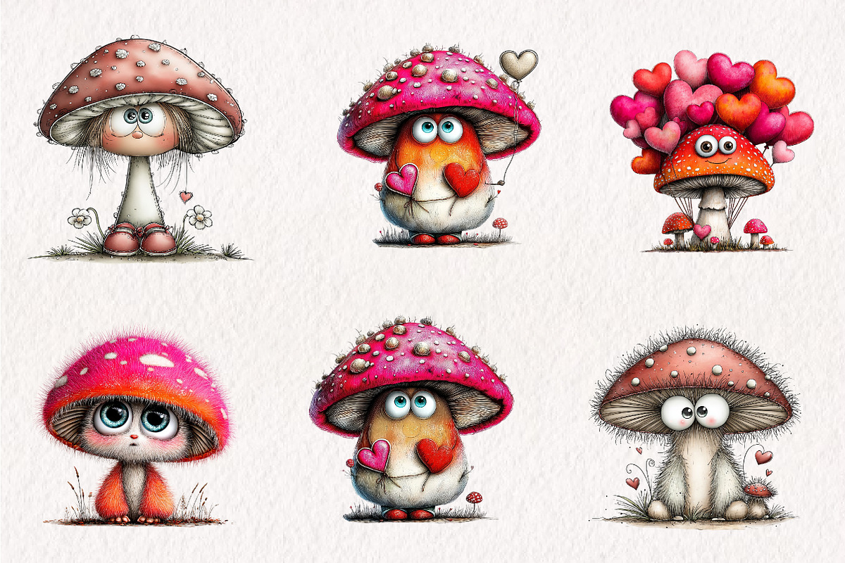 Whimsical Mushroom Clipart Bundle, a Seasonal Illustration by CreationArt (Photo 3 of 6)