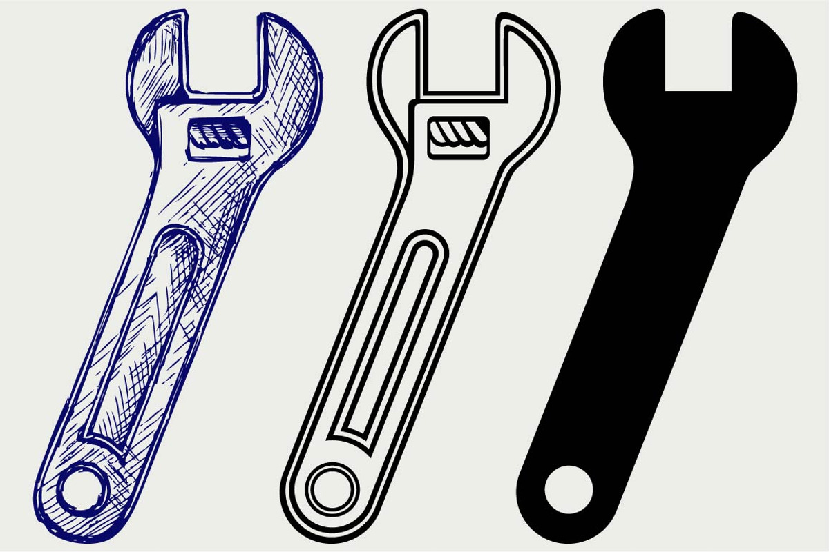Adjustable wrench SVG, an Outline Icon by LineworkStock