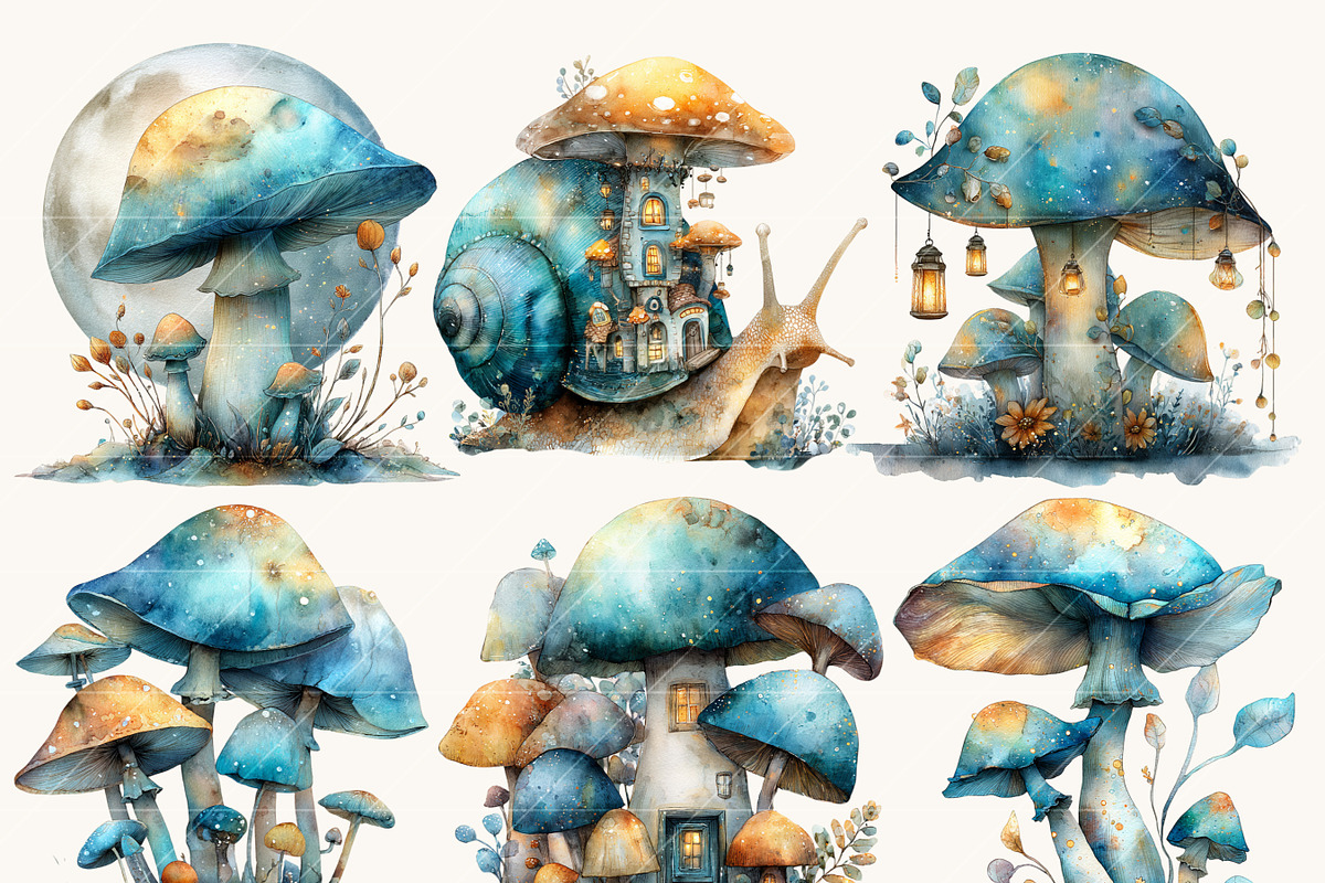 Watercolor Mushroom Clipart, an Object Illustration by Design Scotch (Photo 3 of 8)