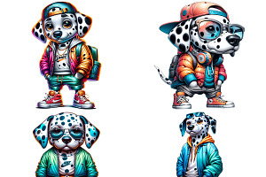 Hip Hop Dalmatian Clipart Set