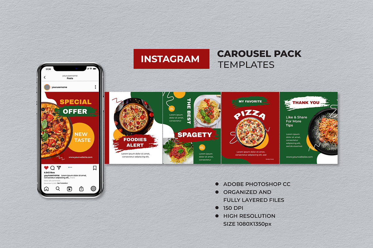 Red Food Offer Instagram Carousel, a Social Media Template by UICreative (Photo 1 of 4)