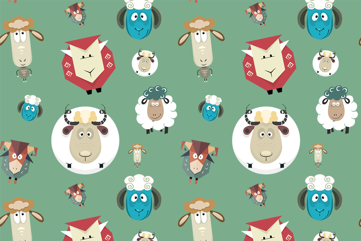Seamless pattern of cartoon sheeps