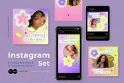 Purple Spring Fashion Instagram Pack, a Social Media Template by graphicook (Thumbnail 1 of 6)