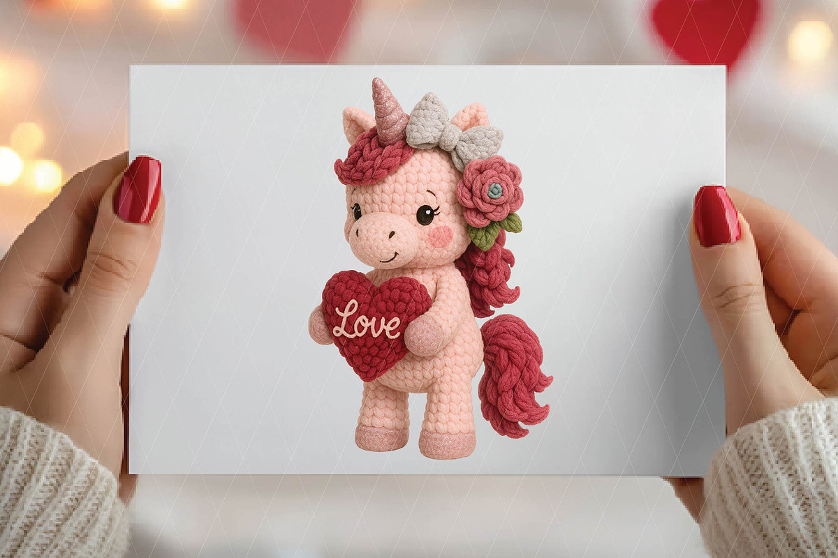 Crochet Faux Yarn Valentine Unicorn, an Illustration by DreamPrint404 (Photo 2 of 8)