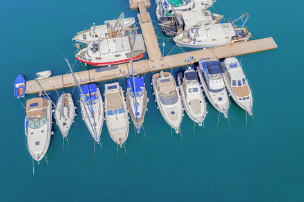 Top view from drone of sailboats