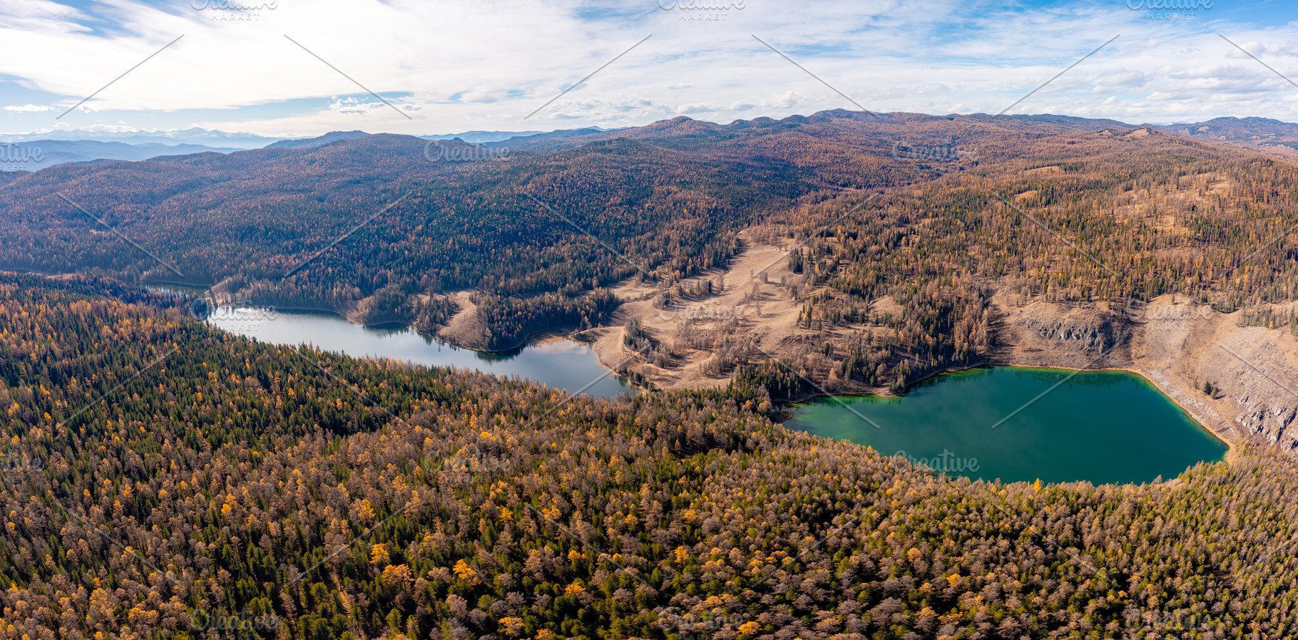 Aerial drone view of mountain lakes, a Nature Photo by Fascinadora
