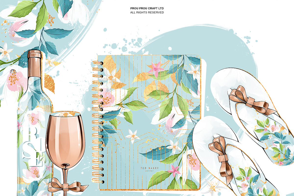 Summer Rose Gold Floral Clip Art, an Illustration by Frou Fou Craft (Photo 1 of 8)