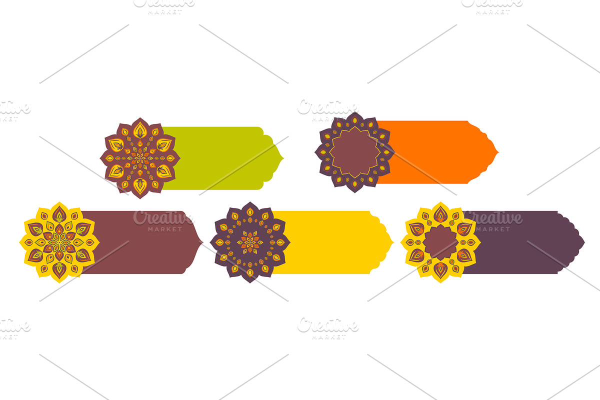 Set of Indian banners with Rangoli, an Illustration by Liudmyla Matviiets