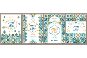 Mediterranean tiles wedding cards, a Texture Illustration by YummyBuum