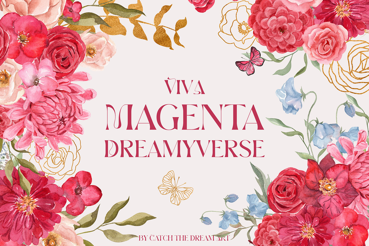 Viva Magenta Floral Watercolor 2023, a Decorative Illustration by Catch the Dream Art (Photo 24 of 24)