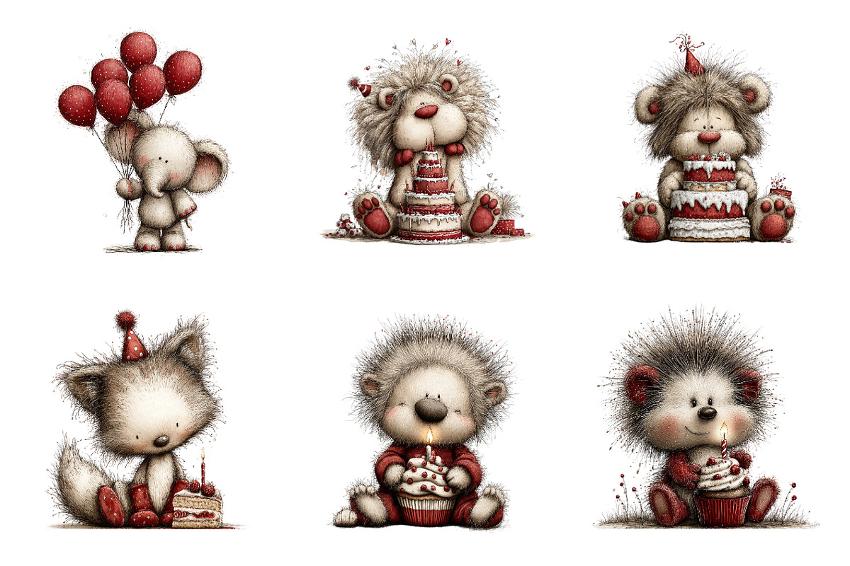 Quirky birthday party animals Png, an Illustration by SinaCreation (Photo 5 of 11)