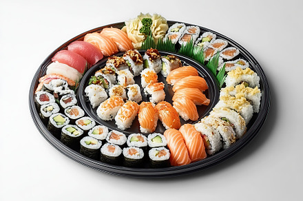 Fresh tasty sushi rolls of japanese cuisine, a Food & Drink Photo by AlyaAnd
