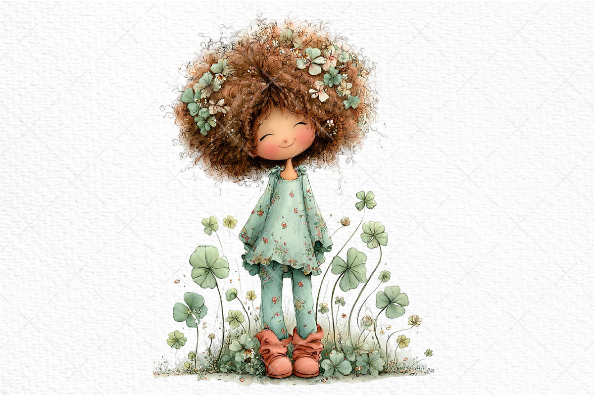 Whimsical St Patrick's Day Girl Clip, an Illustration by Craft Nest (Photo 11 of 11)