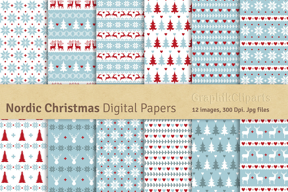 Nordic Christmas Digital Papers