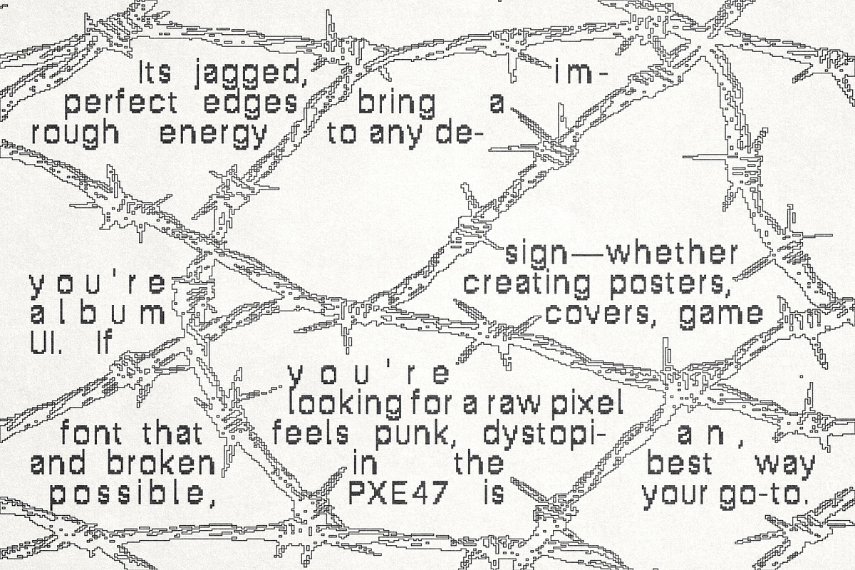 PXE47 Pixelated Typeface, a Sans Serif Font by softulka (Photo 3 of 5)