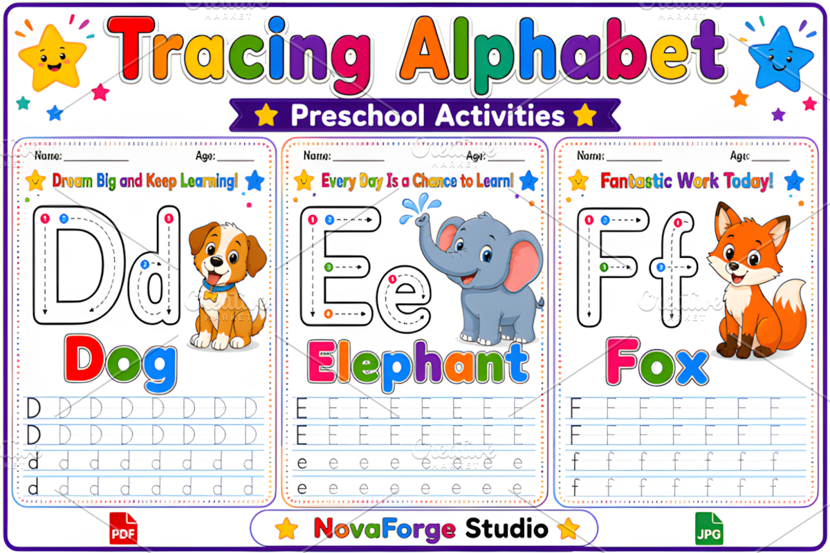 Preschool Alphabet D-E-F Worksheets, a Marketing Template by Ink Gallery (Photo 2 of 2)