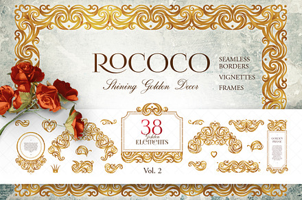 38 Golden Vector Elements. Rococo.2