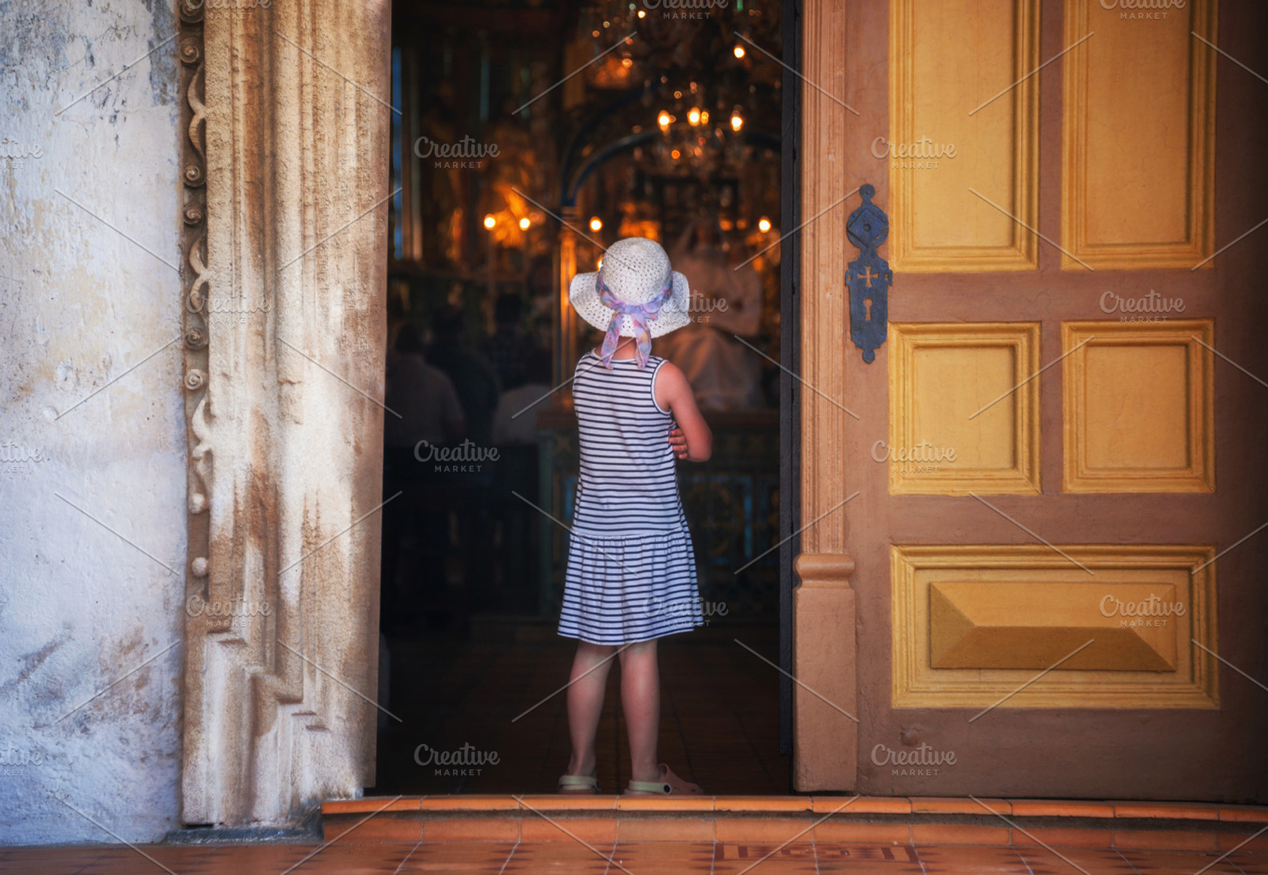 Little girl and church, a Person Photo by HrastovaSiska