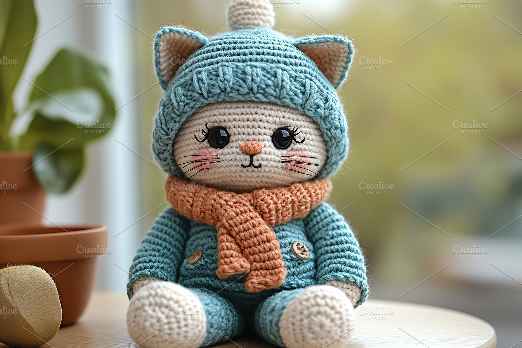 Crocheted cat toy with hat, an Abstract Photo by AlyaAnd